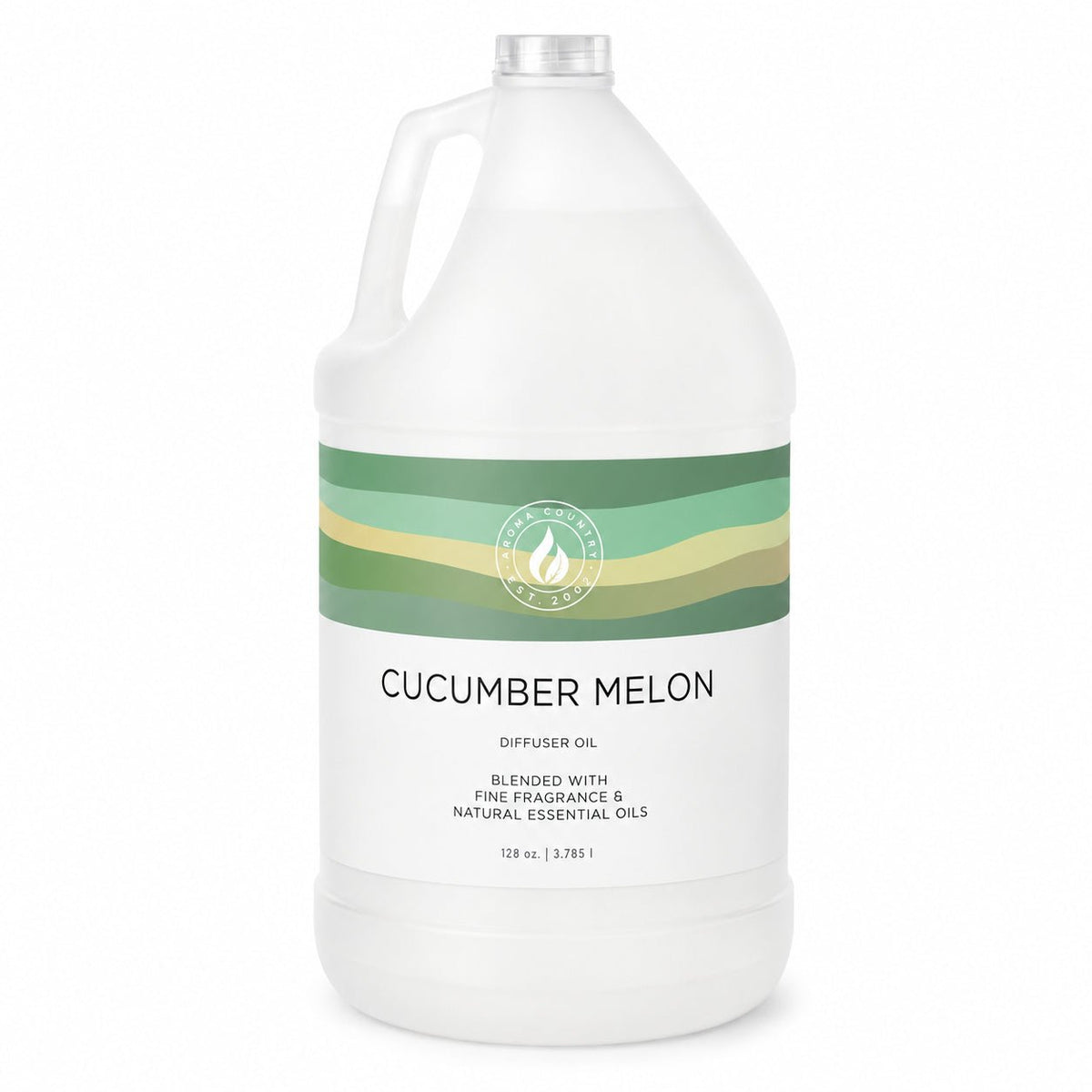 Cucumber Melon cold air diffuser oil in a 128 oz gallon jug with crisp cucumber freshness, juicy melon character, and clean musk base for whole-home large-space scenting