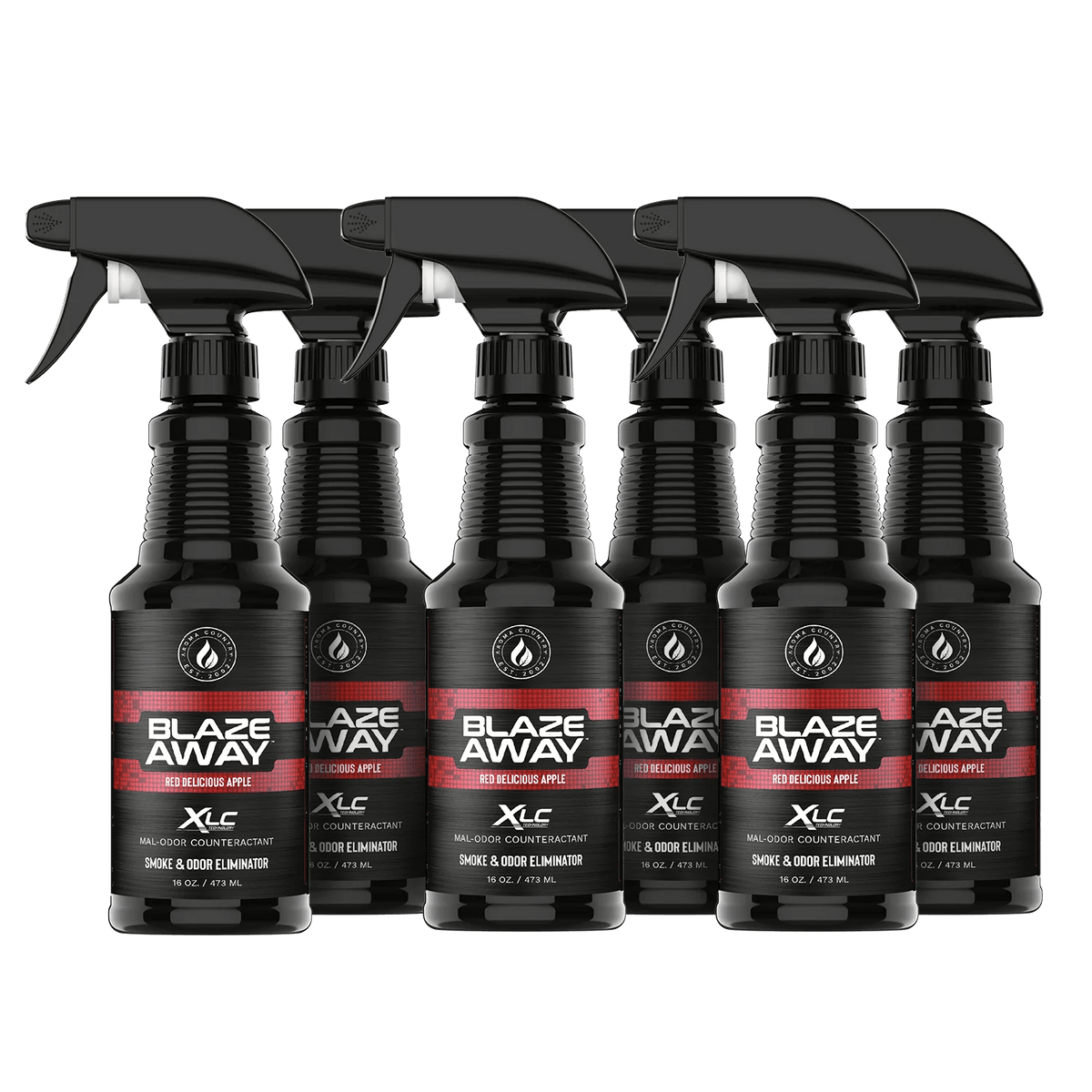 Blaze Away Legacy Red Delicious Apple six pack 16 oz smoke odor neutralizer, odor control sprays with a crisp fruity scent for eliminating smoke and indoor odors