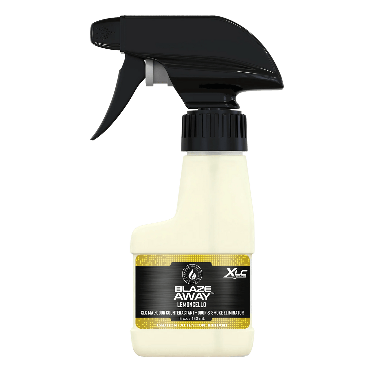 Blaze Away Lemoncello XLC mal odor counteractant 5 oz spray, citrus-based odor neutralizer designed to eliminate smoke, pet, and food odors for fresh indoor air