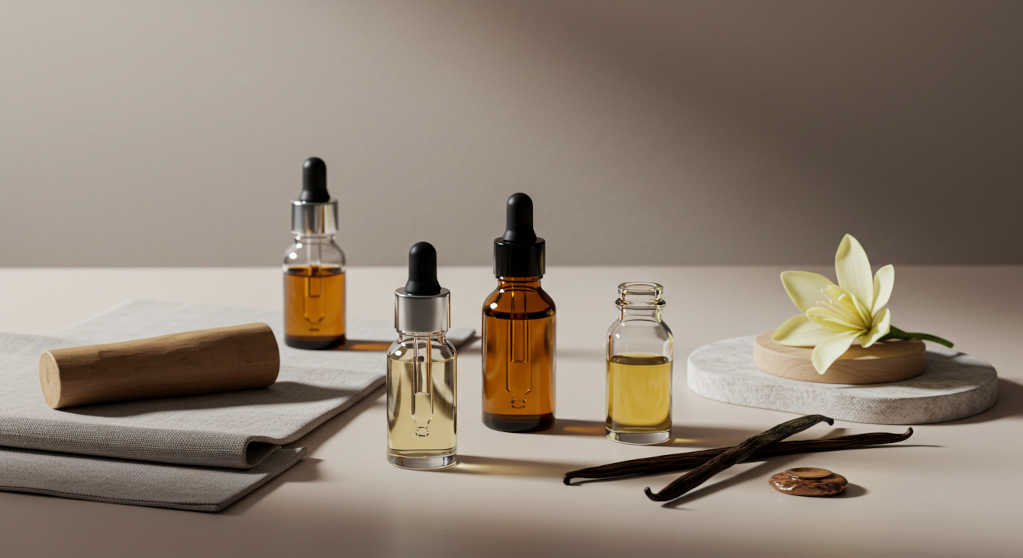 This image highlights the foundation of elegant home fragrance using natural materials.