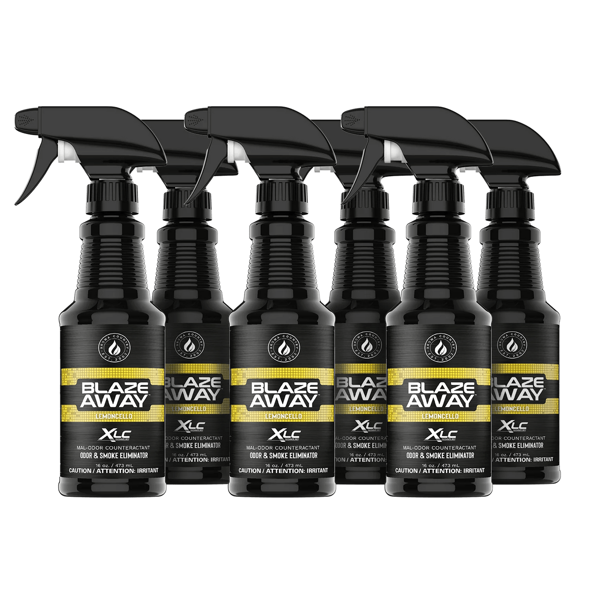 Blaze Away Lemoncello six pack 16 oz smoke odor neutralizer, citrus-powered odor control set for removing smoke, pet, and kitchen odors with a bright clean scent