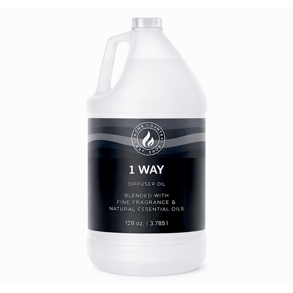 1 Way diffuser oil in a 128 oz gallon format, a sophisticated signature blend formulated for cold air diffuser systems and large-space home scenting