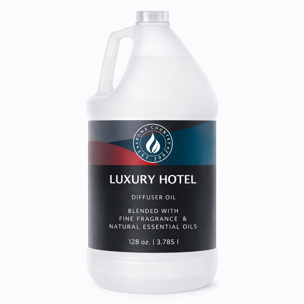 Refined hotel signature fragrance in a 128 oz gallon size, Luxury Hotel diffuser oil offers a polished lobby-inspired aroma for cold air diffusion