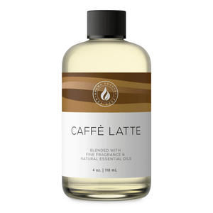 Aroma Country Caffè Latte diffuser oil, 4 oz (118 mL) bottle with a black cap on a white background