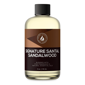 Aroma Country Signature Santal Sandalwood diffuser oil, 4 oz (118 mL) bottle with a black cap on a white background