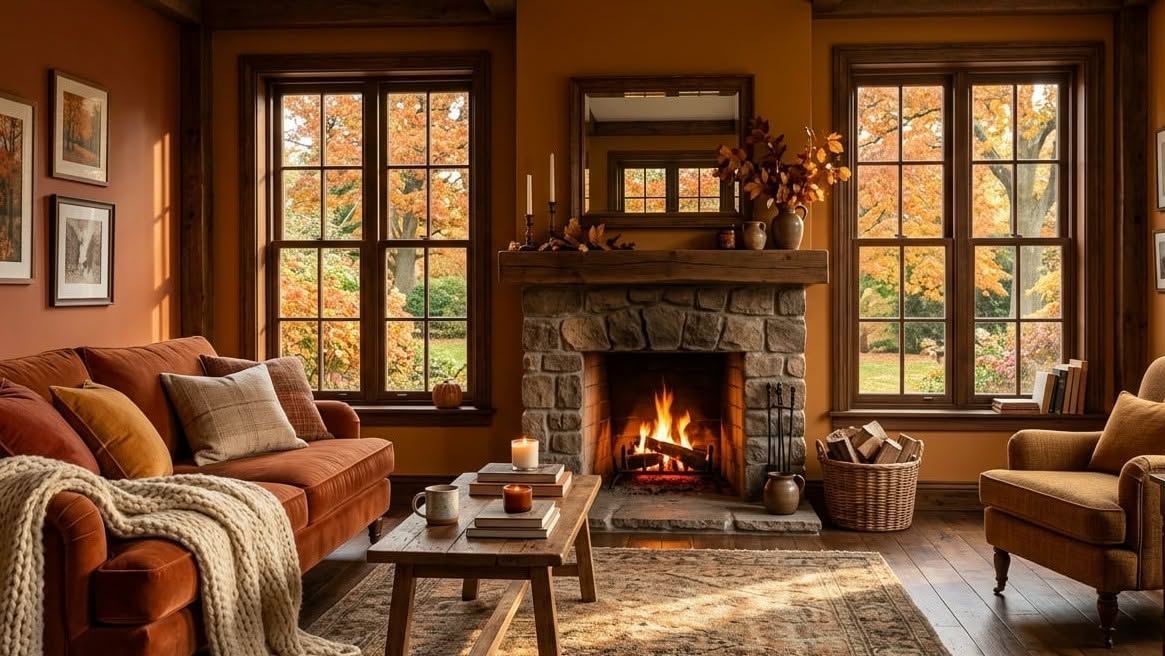 Warm woods, spice, and amber create the inviting atmosphere of autumn.