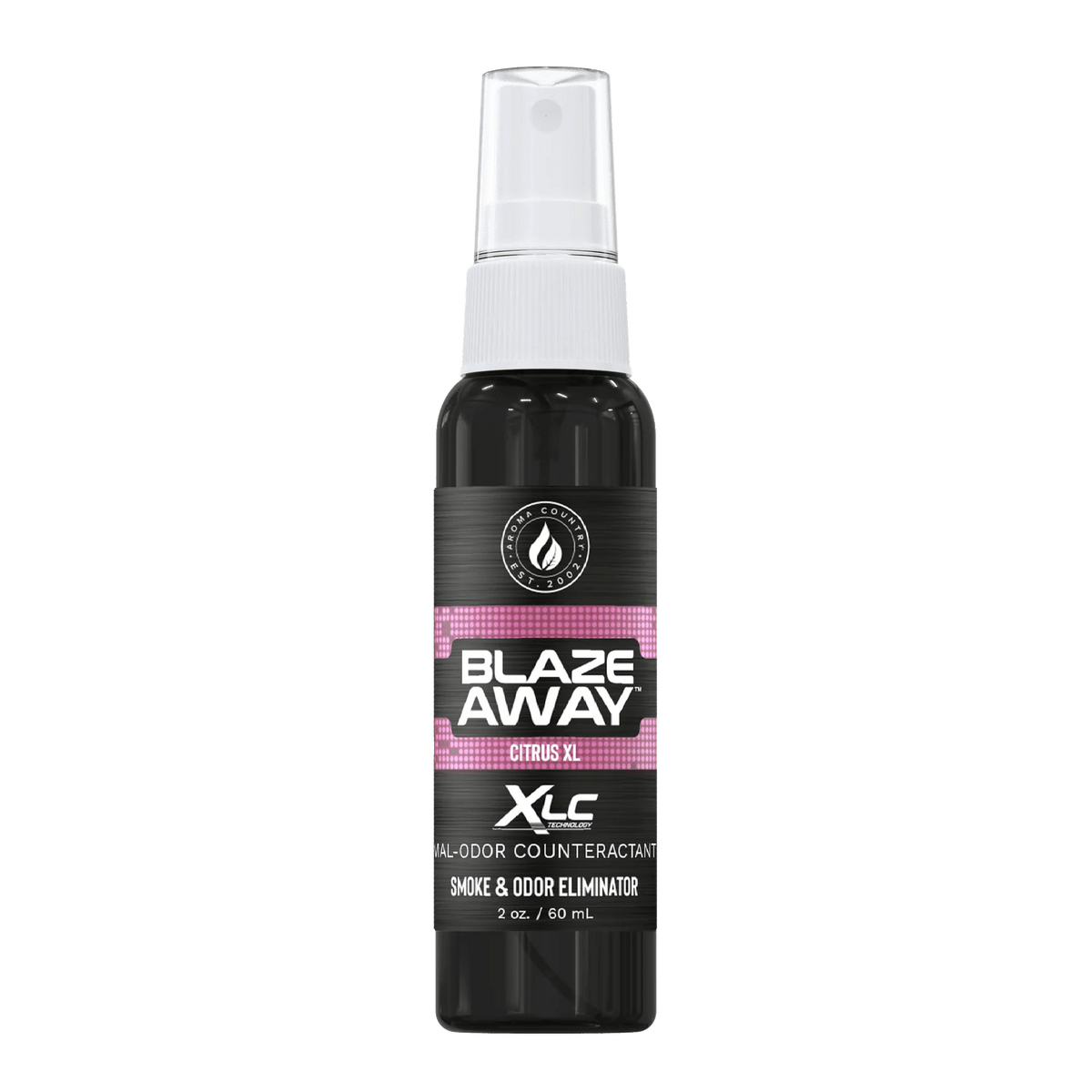 Blaze Away Legacy XLC Citrus XL 2 oz smoke odor neutralizer, pocket-size spray with a vibrant citrus scent for quick and effective odor removal on the go