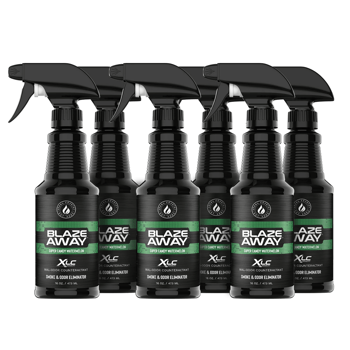 Blaze Away Legacy Super Candy Watermelon six pack 16 oz smoke odor neutralizer, sweet-scented odor control sprays designed to eliminate smoke and persistent indoor odors