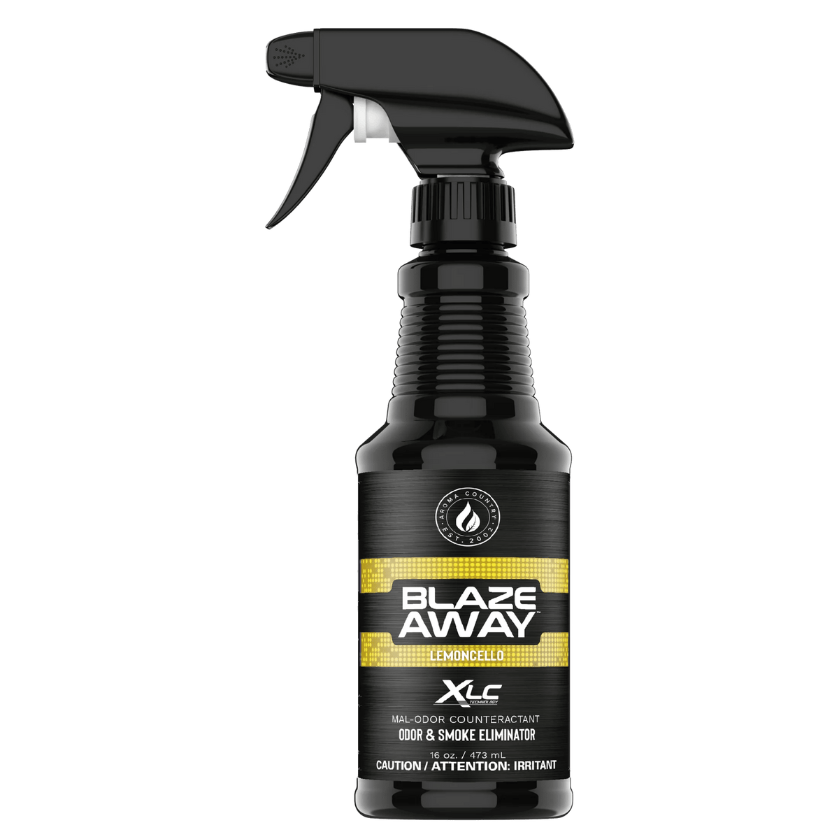 Blaze Away Lemoncello XLC mal‑odor counteractant 16 oz spray—citrus‑powered odor neutralizer that eliminates smoke, pet, and food smells for bright, fresh indoor air